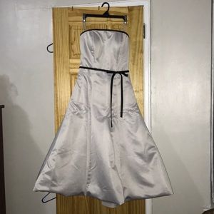 Formal Strapless Empire  Waist Sash Satin Dress